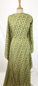 Viscose Dress Fabric Maya Green Floral Dress
