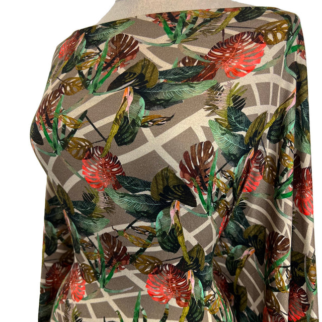 Viscose Elastane Knitted Jersey Dress Fabric A Leafy Retreat Side