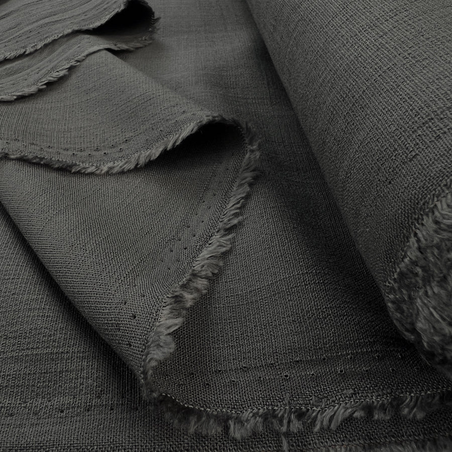 Viscose Elastane Linen Look Dress Fabric Honister Grey Fold 2