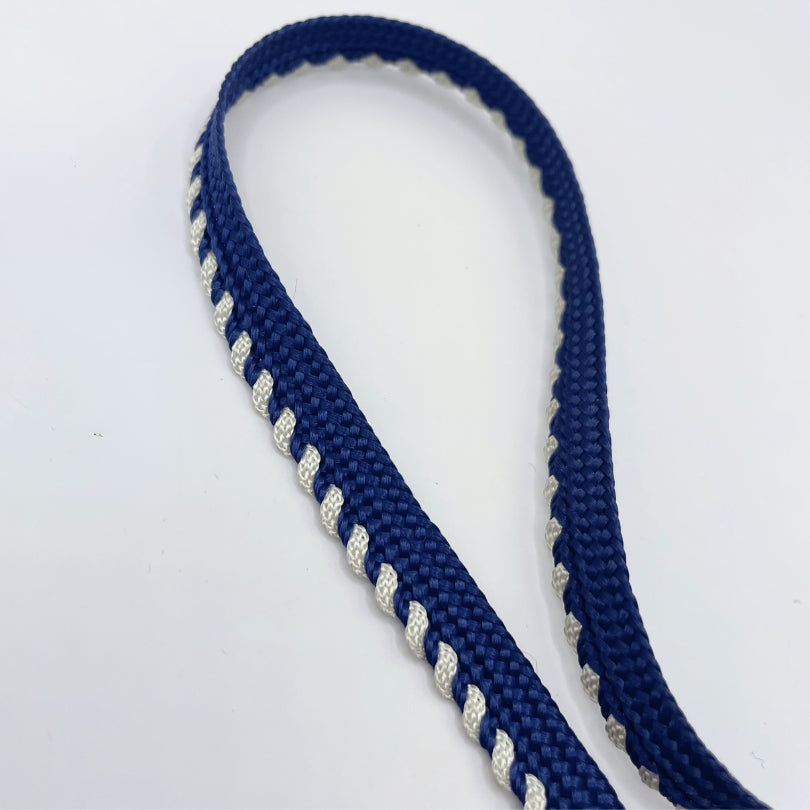 Viscose Flanged Insert Decorative Piping Cord Navy White Twist