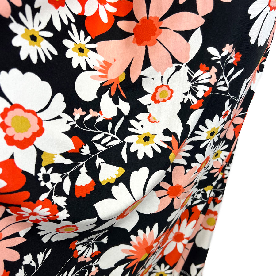 Viscose Floral Dress Fabric Rosie Rosie Jersey Upsy Daisy Drape