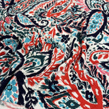 Viscose Jersey Abstract Paisley Elastane Red Blue Stretch Knit Jersey Fabric
