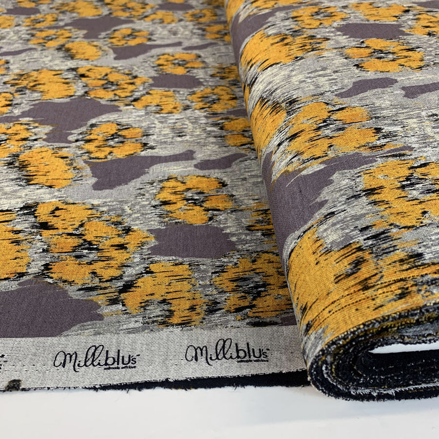 Viscose Jersey Milliblu Abstract Ochre Bolt