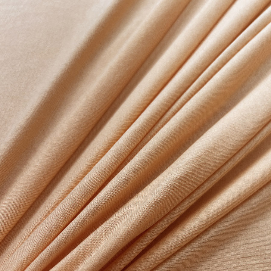 Viscose Jersey Peach Orange Lycra Knitted Dress Fabric