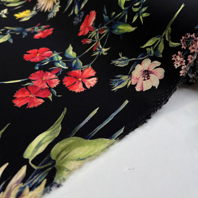 Viscose Lawn Adeline Digitally Printed Floral Black Dress Fabric Roll