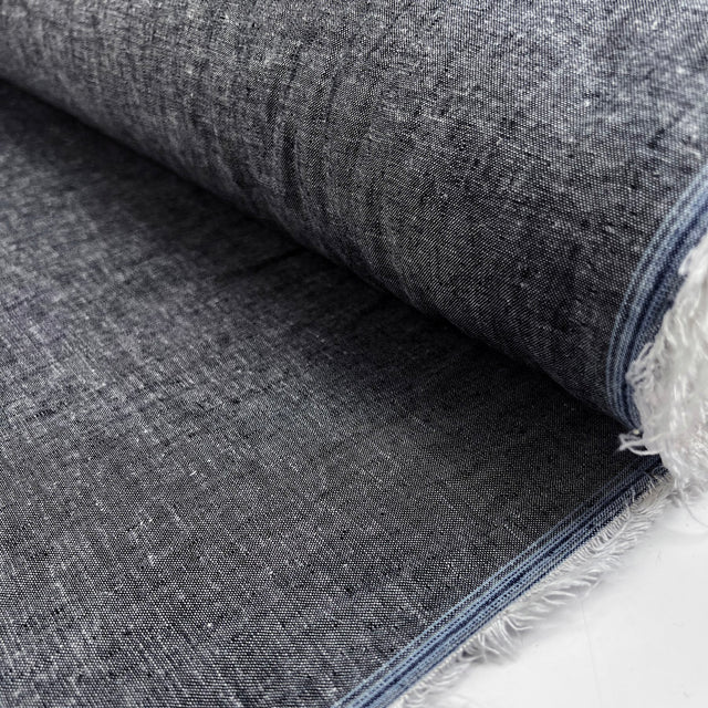 Viscose Linen Blend Grey Marl Shirting Fabric Mixed Up Roll