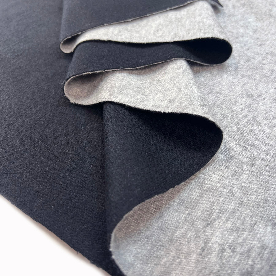 Viscose Polyamide Fine Knit Double Face Dressmaking Fabric Black And Grey Fold