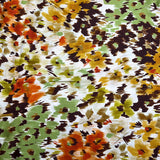 Viscose Satin Floral Mirage Rust Orange Green Brown Abstract Dress Fabric