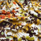 Viscose Satin Floral Mirage Rust Orange Green Brown Abstract Dress Fabric