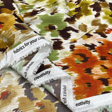 Viscose Satin Floral Mirage Rust Orange Green Brown Abstract Dress Fabric Fold