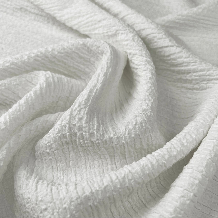Viscose Seersucker Ecru White Rayon Polyester Spandex Summer Dress Fabric