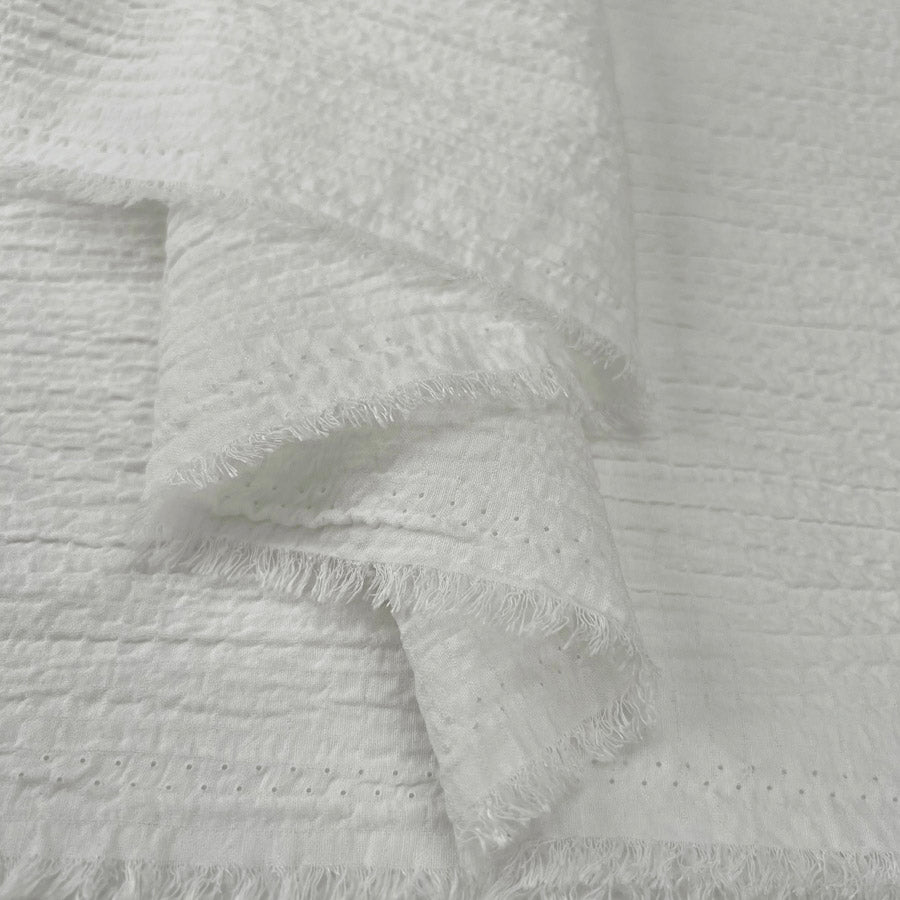 Viscose Seersucker Ecru White Rayon Polyester Spandex Summer Dress Fabric Fold
