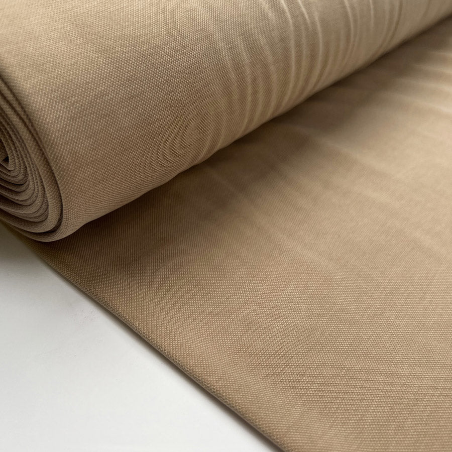 Viscose Tencel Finish Beige Polyester Plain Soft Pique Knit Leisure Wear Fabric Bolt