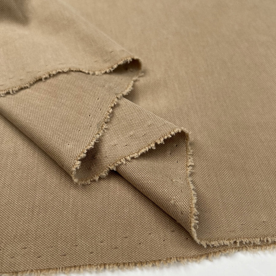 Viscose Tencel Finish Beige Polyester Plain Soft Pique Knit Leisure Wear Fabric Fold