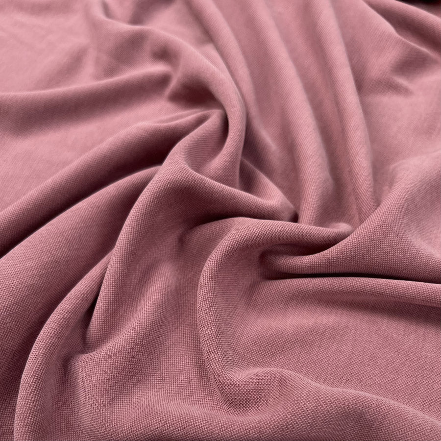 Viscose Tencel Finish Pink Polyester Plain Soft Pique Knit Leisure Wear Fabric