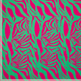 Viscose Woven Dress Fabric Zesty Zebra Pink Green Scale