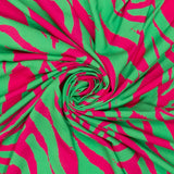 Viscose Woven Dress Fabric Zesty Zebra Pink Green Twist