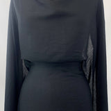 Voily Black Fabulous Poly Viscose Black Voile Fabric Close Up 2
