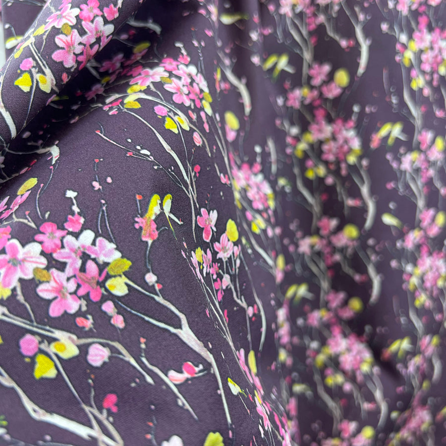 Voyage Armathwaite Blossom Plum Ness Poplin Cotton Dress Fabric