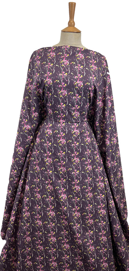 Voyage Armathwaite Blossom Plum Ness Poplin Cotton Dress Fabric Mannequin