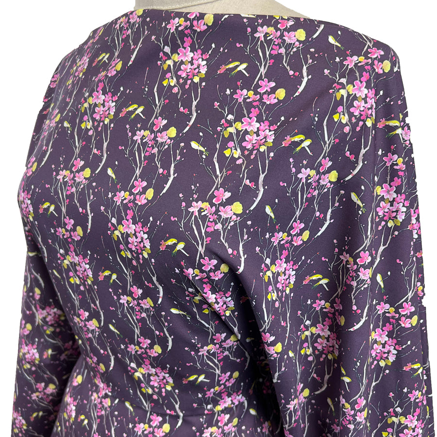 Voyage Armathwaite Blossom Plum Ness Poplin Cotton Dress Fabric Side