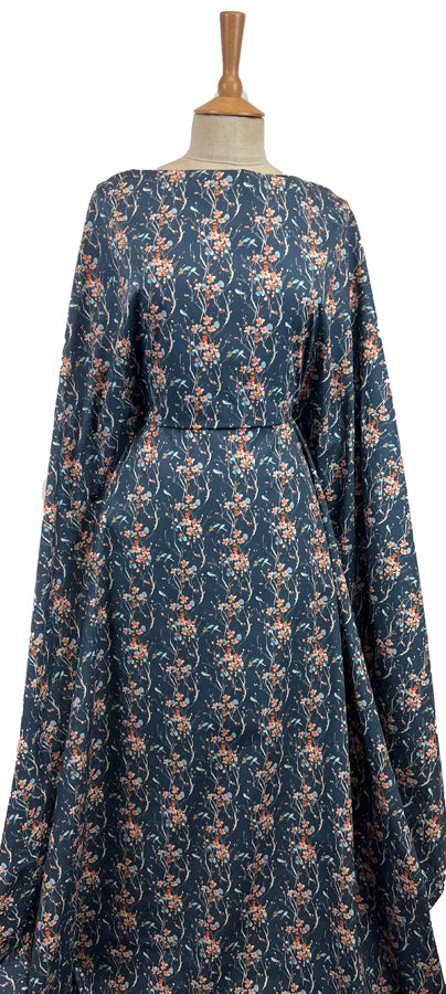 Voyage Armathwaite Peach Navy Ness Poplin Cotton Dress Fabric Mannequin