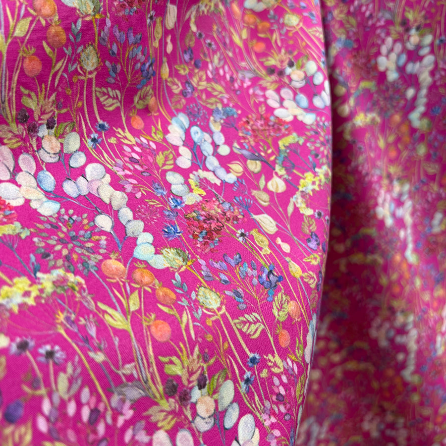 Voyage Hedgerow Fuchia Ness Poplin Cotton Dress Fabric