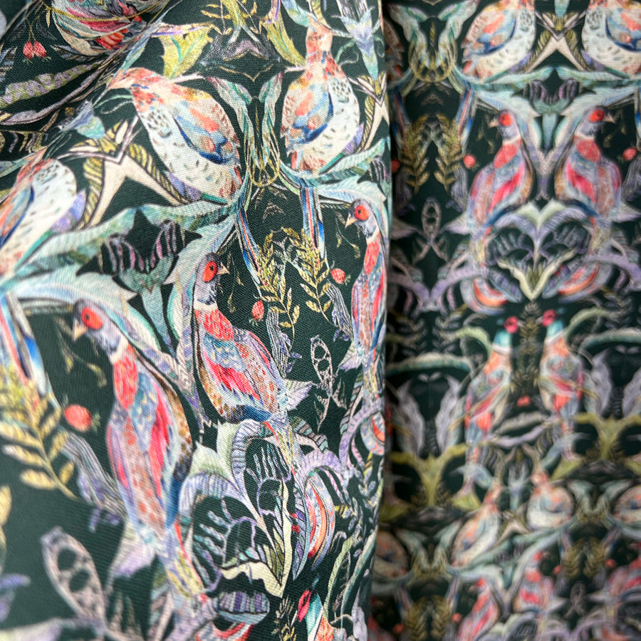 Voyage Netherton Pomegranate Emerald Morlich Cotton Dress Fabric