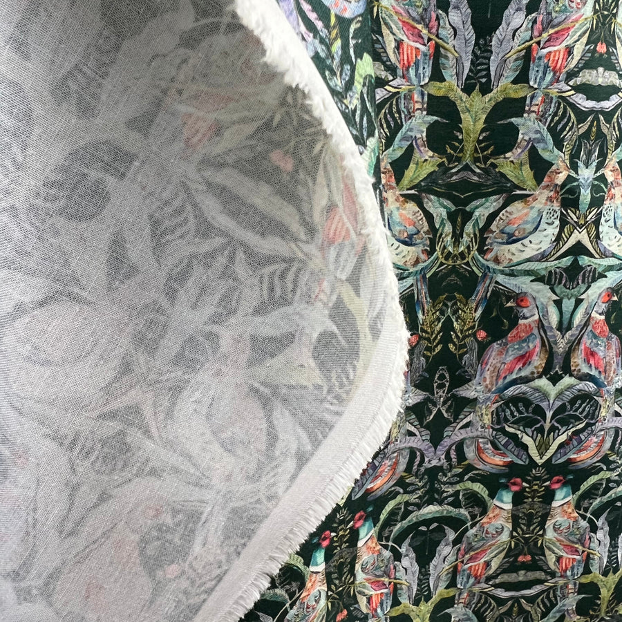 Voyage Netherton Pomegranate Emerald Morlich Cotton Dress Fabric Drape