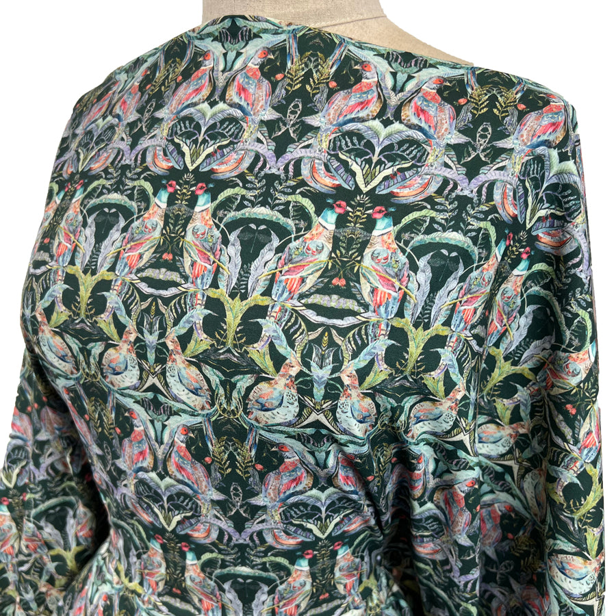 Voyage Netherton Pomegranate Emerald Morlich Cotton Dress Fabric Side