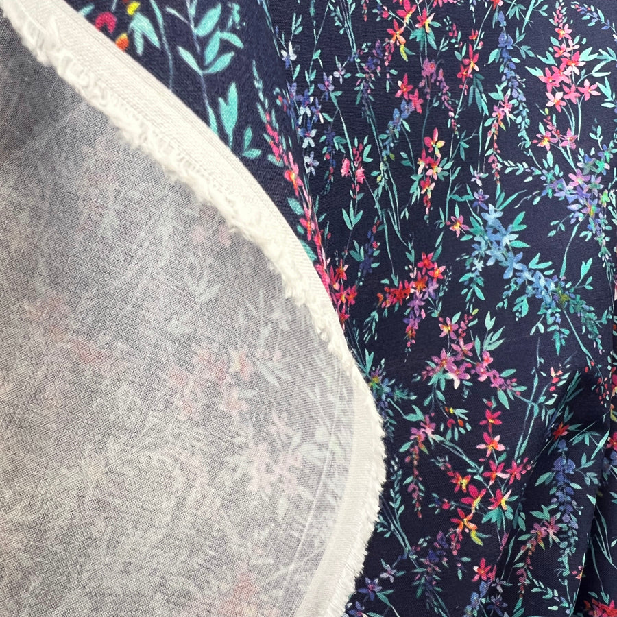 Voyage Orivietta Topaz Navy Morlich Cotton Dress Fabric Drape
