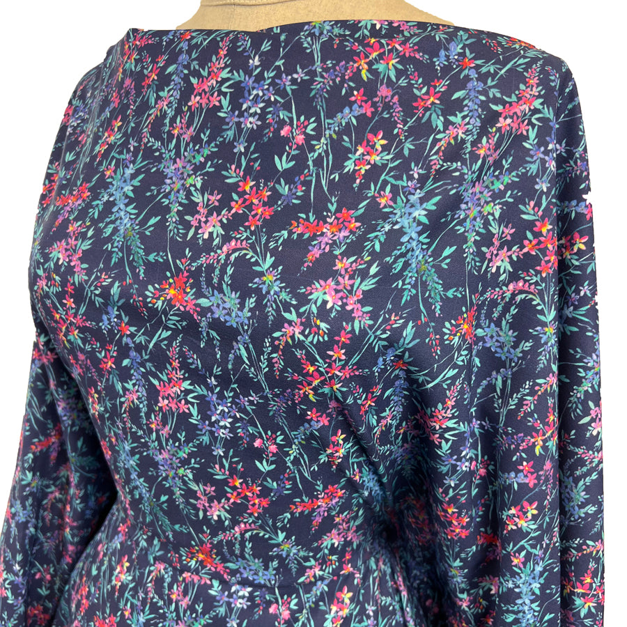 Voyage Orivietta Topaz Navy Morlich Cotton Dress Fabric Side