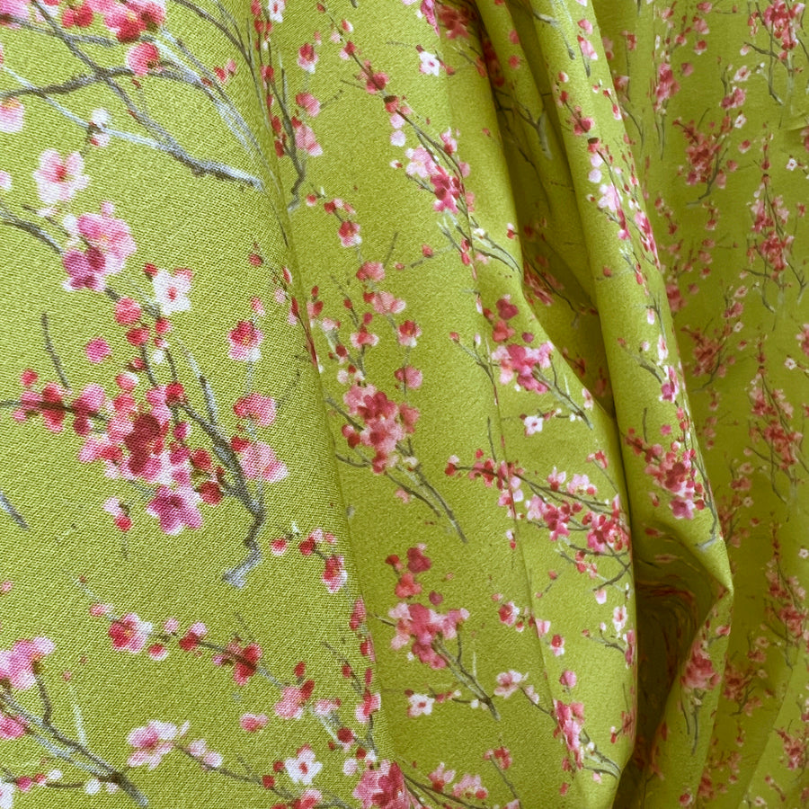 Voyage Seville Blossom Lime Ness Poplin Cotton Dress Fabric Cu 2