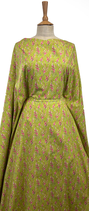 Voyage Seville Blossom Lime Ness Poplin Cotton Dress Fabric Mannequin