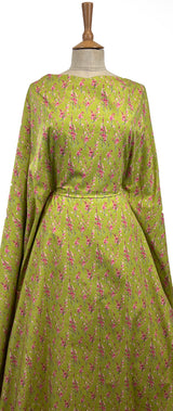 Voyage Seville Blossom Lime Ness Poplin Cotton Dress Fabric Mannequin