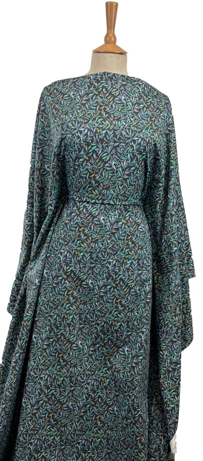 Voyage Torquay Pomegranate Navy Ness Poplin Cotton Dress Fabric Mannequin