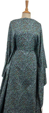 Voyage Torquay Pomegranate Navy Ness Poplin Cotton Dress Fabric Mannequin