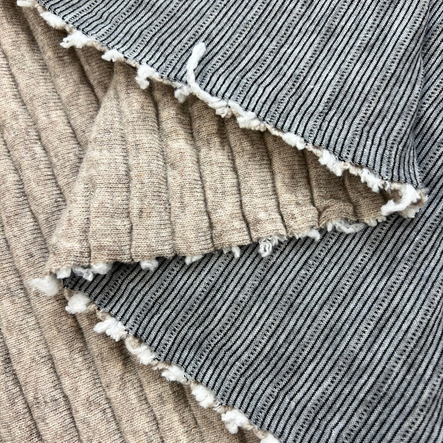 Wadded Bliss Wool Polyester Nylon Elastane Stripe Padded Beige Coating Fabric Knitted In Italy Fold