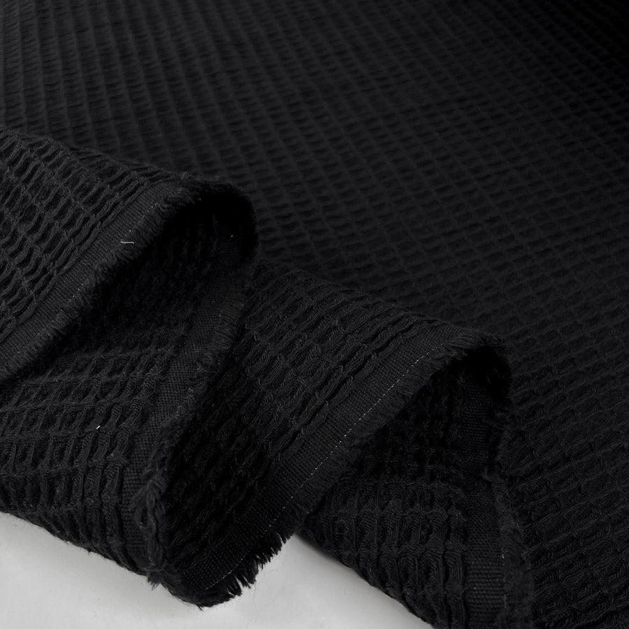 Waffle Black Cotton Woven Textured Pyjama Fabric Fold 456F5Bc0 096C 4B23 Bb52 E63597D169Da