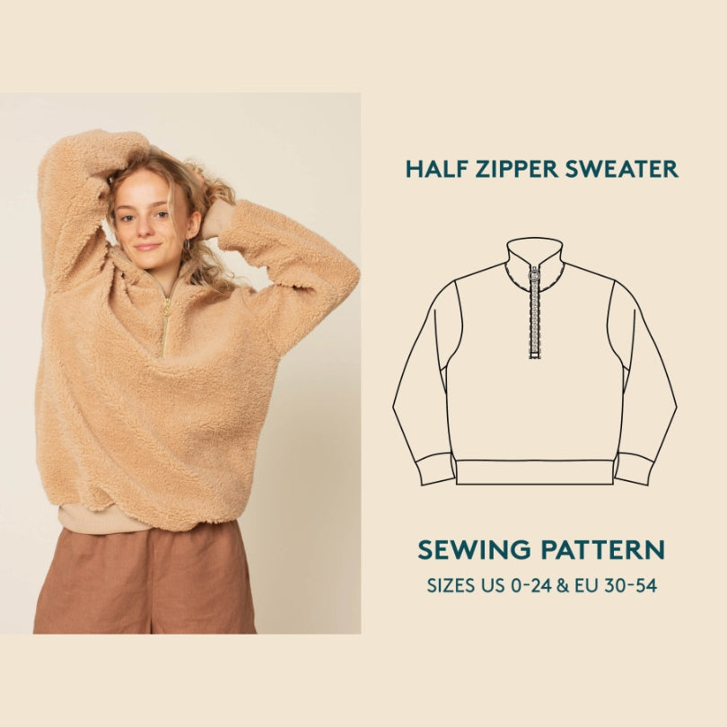 Wardrobe By Me Half Zipper Sweater Pattern Cover