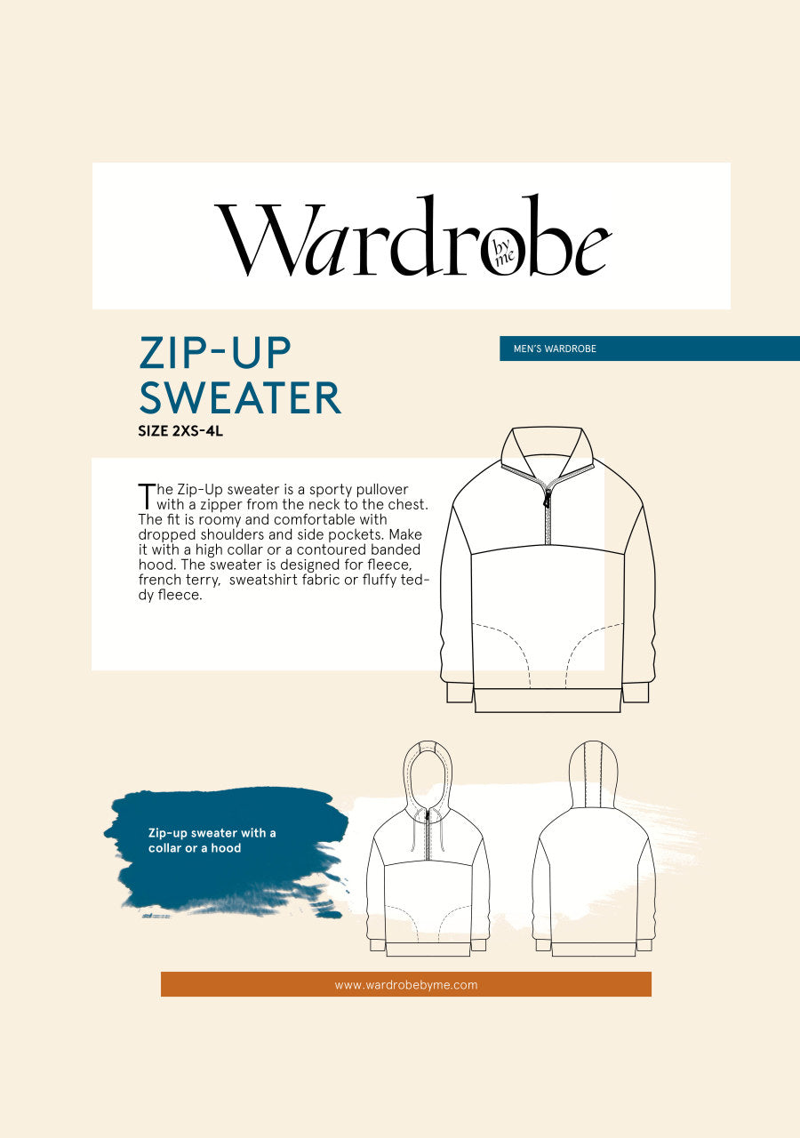 Wardrobe By Me Mens Zip Up Sweater Sewing Pattern Cover 2
