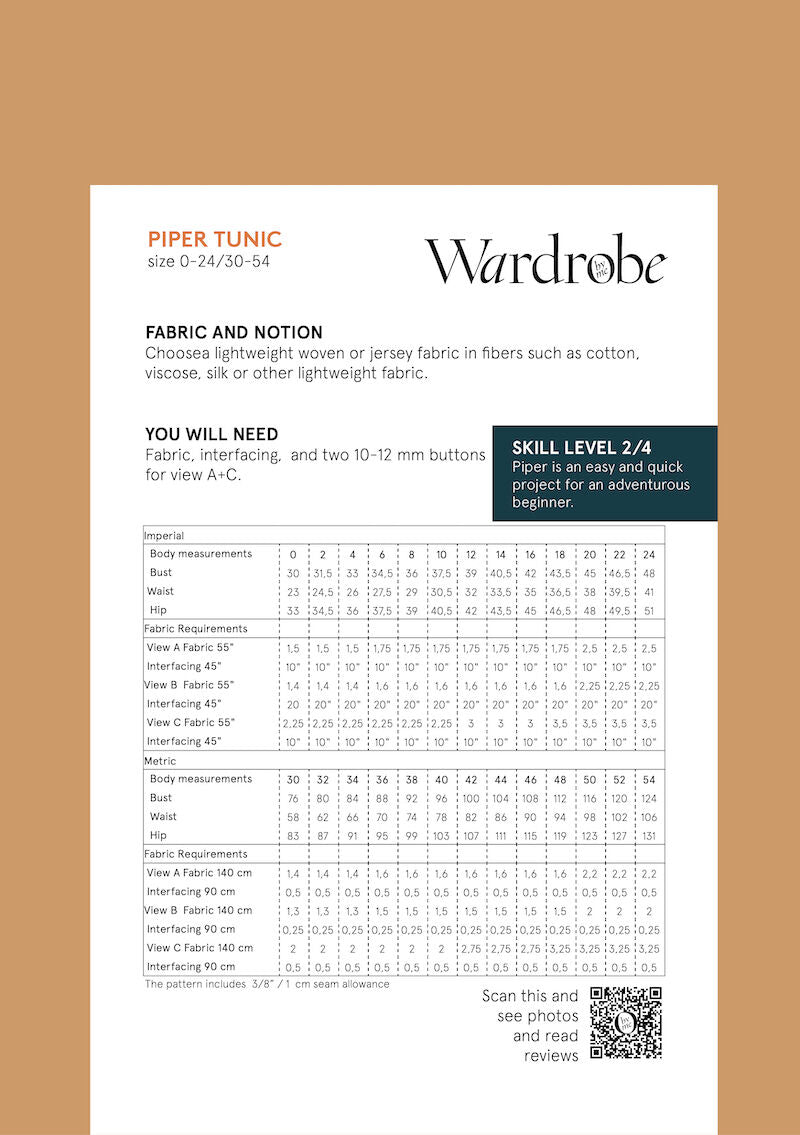 Wardrobe By Me Piper Tunic Pattern Back
