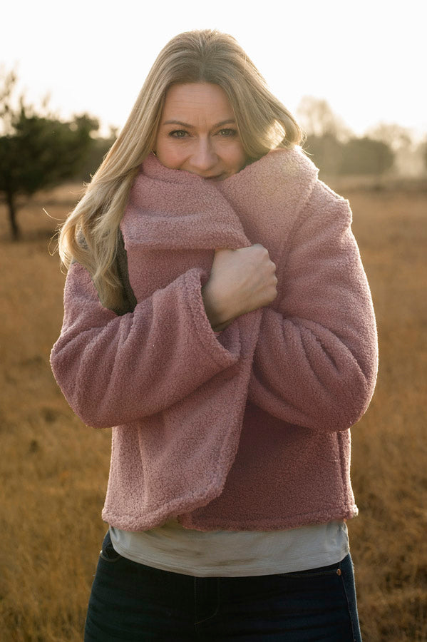 Warm Nights Dusky Pink Polyester Fluffy Teddy  Coat Fabric Example