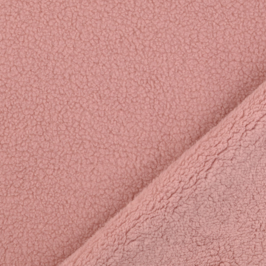 Warm Nights Dusky Pink Polyester Fluffy Teddy  Coat Fabric Fold 2