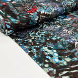Wassabi purple cotton spandex abstract woven stretch trouser fabric bolt