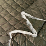 Water Resistant Diamond Quilted Fabric Luxury Quilting Dark Olive Fold
