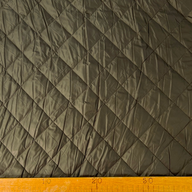 Water Resistant Diamond Quilted Fabric Luxury Quilting Dark Olive Ruler