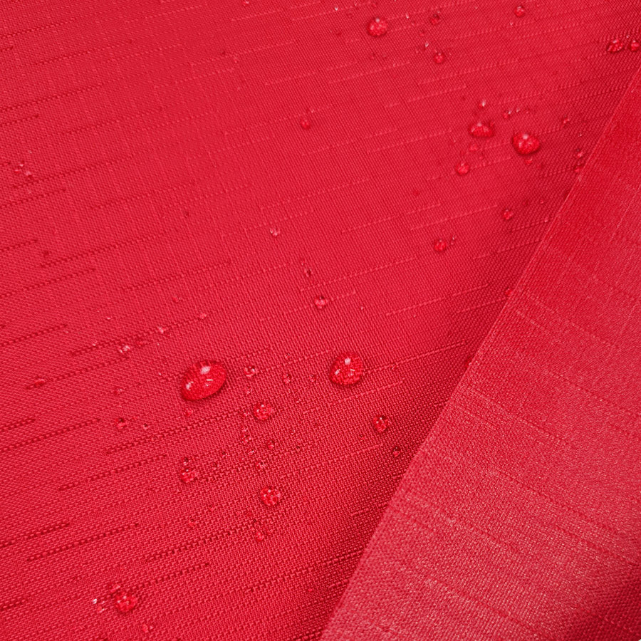 Water Resistant Outdoor Canvas Fabric Linen Slub Look Red Splash