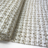 White Gold Polyester Acrylic Metallic Check Boucle Fabric Celine Bolt