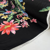 White Lotus Black Multicoloured Floral Viscose Dress Fabric Roll